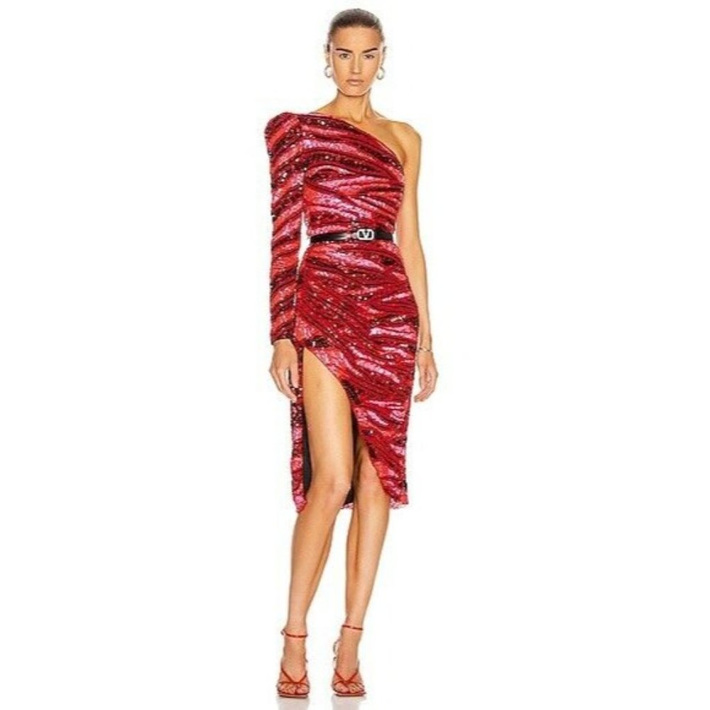 Rêve Riche Fabienne Midi Dress Red Zebra Multi